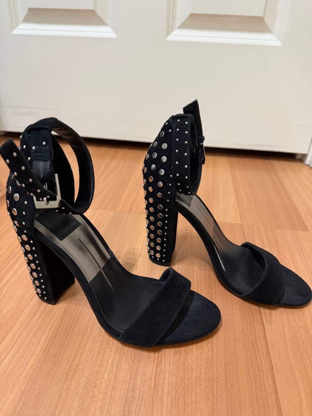 Dolce Vita Black Studded Block Heel Sandals